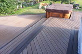Composite deck with hot tub.
